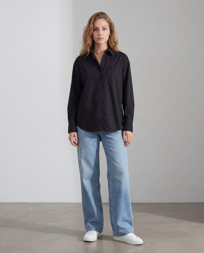 Radica Fashion قميص أسود غير رسمي رسمي رائع ملابس بالجملة غير رسمي