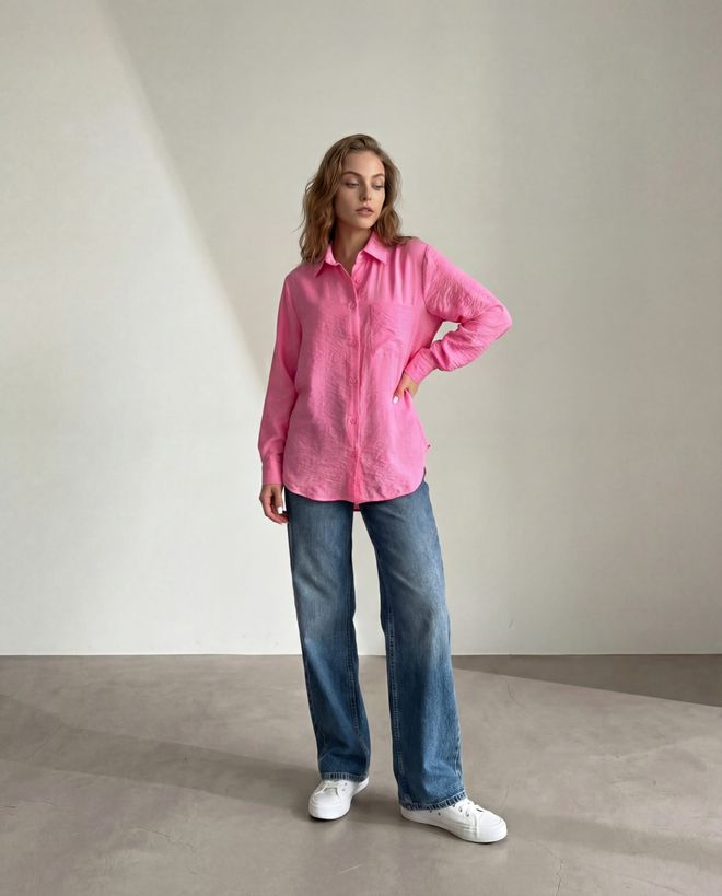 Radica Fashion Pink Casual Buttoned Shirt With Notched Neck Wholesale Clothing Lounge