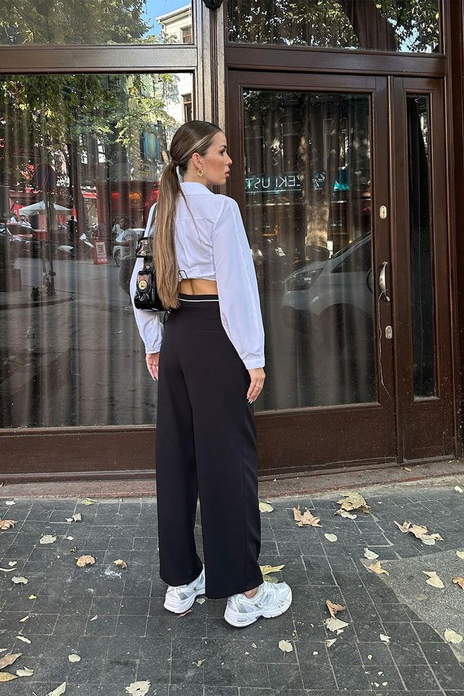 Reyon Pocket Detailed Trousers Black Wholesale Clothing Spring