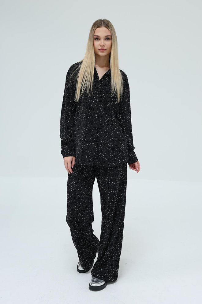 Reyon Stoned Two Piece Set Black Wholesale Clothing Casual