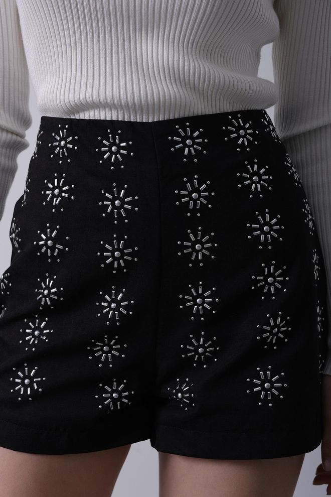 Reyon Stone Suede Shorts Black Wholesale Clothing Birthday