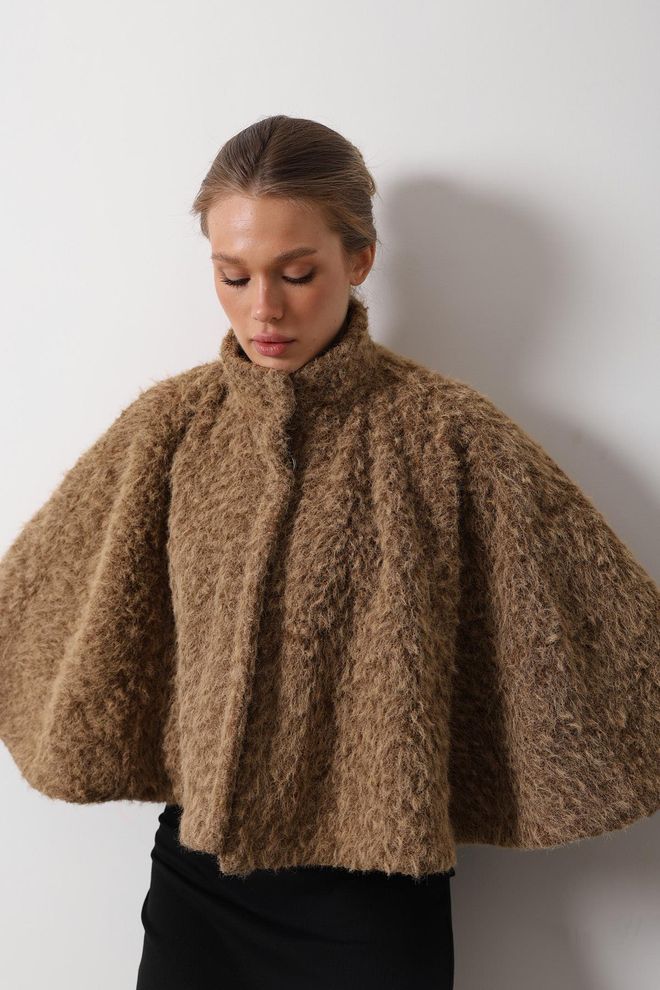 Reyon Stamp Poncho Camel Χονδρικό εμπόριο ενδυμάτων Casual