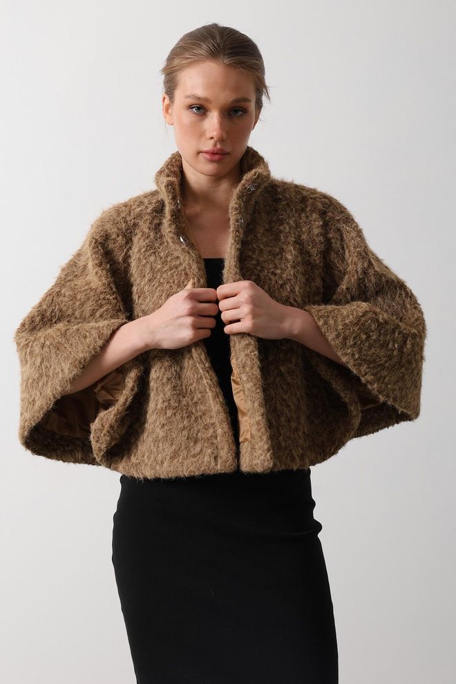 Reyon Stempel Poncho Kameel Groothandel Kleding Polyester