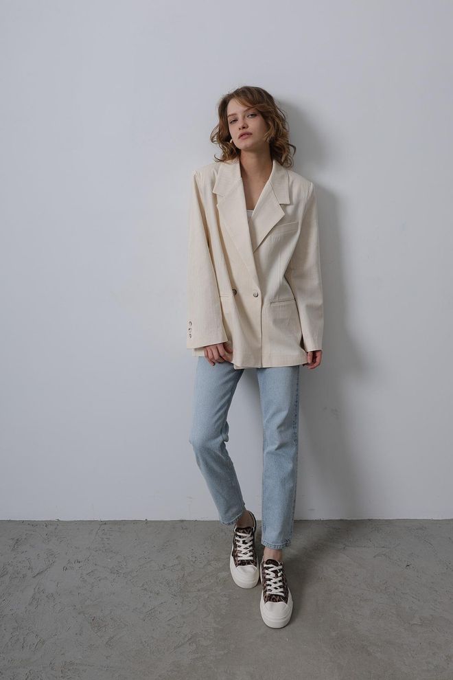 Reyon Giacca Blazer Oversize Stone Abbigliamento all'ingrosso Elegante