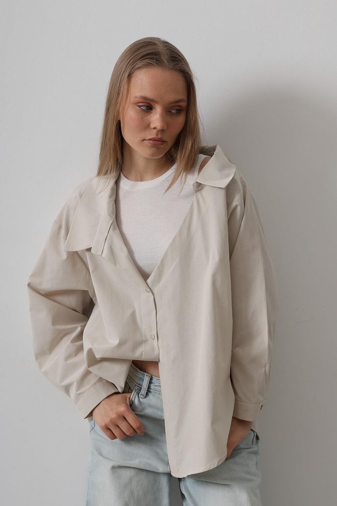 Reyon Camicia Con Dettagli A Canotta Stone Abbigliamento all'ingrosso Casuale