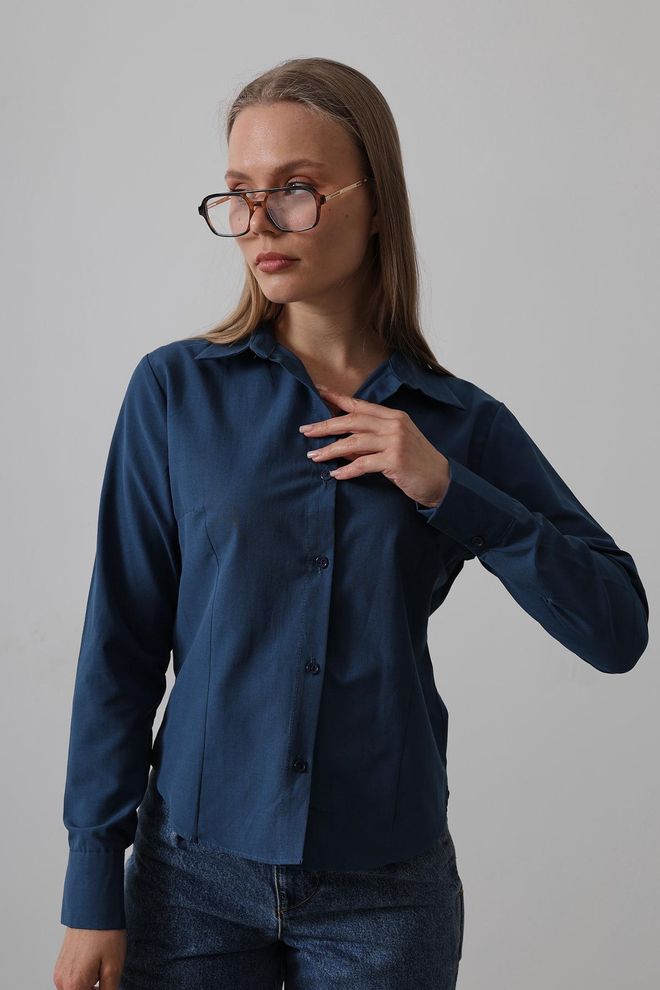 Reyon Chemise Basique Indigo Vêtements en gros Décontracté