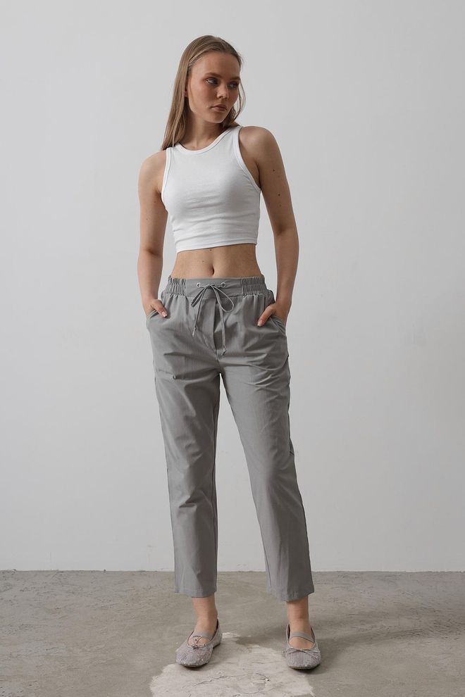 Reyon Calças Cinza Roupas por atacado Casual