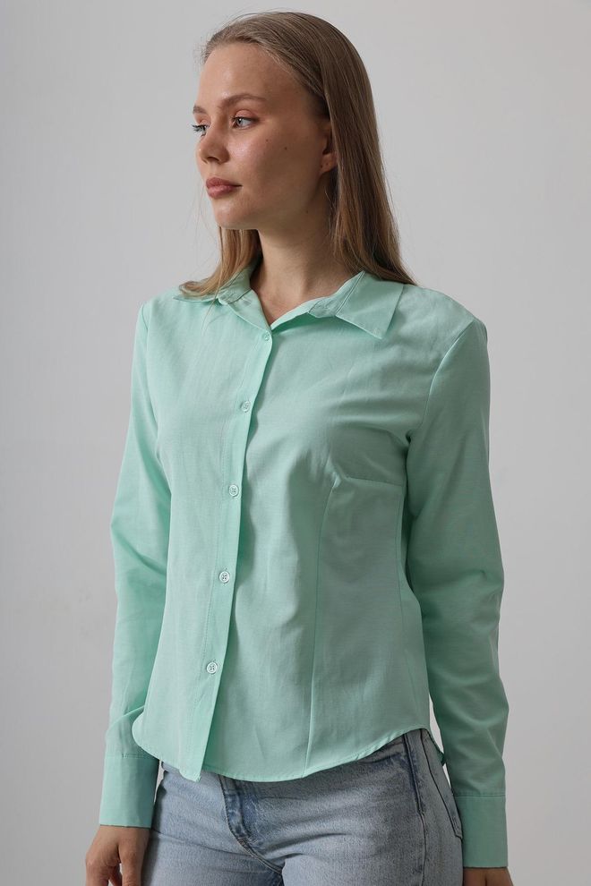 Reyon Chemise Basique Menthe Vêtements en gros Décontracté
