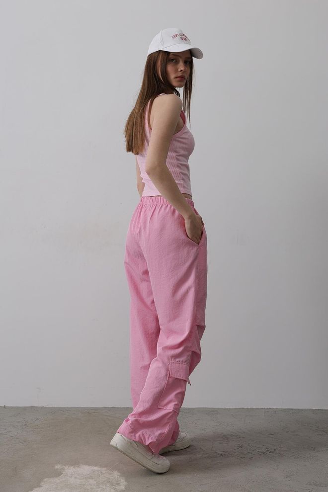 Reyon Parachute Cargo Pants Pink Wholesale Clothing Streetwear