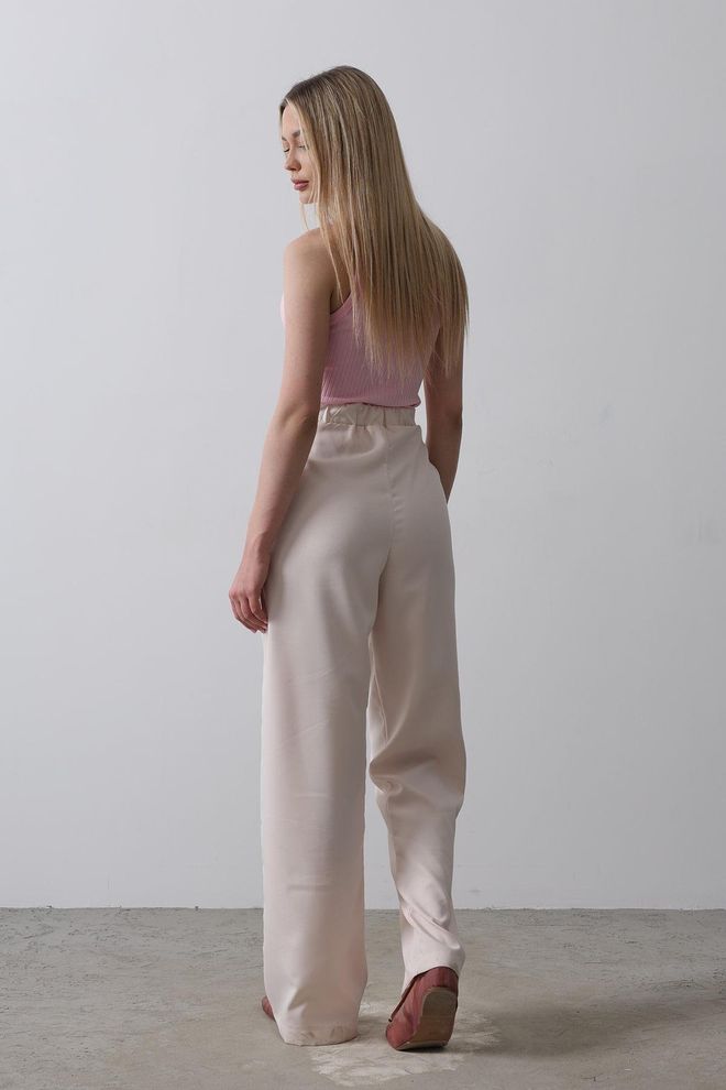 Reyon Half Elastic Waist Palazzo Pants Powder Pink Wholesale Clothing Birthday