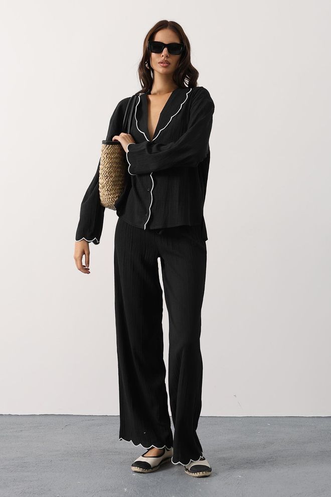 Reyon Set Nero Elegante Formale Abbigliamento all'ingrosso Casuale