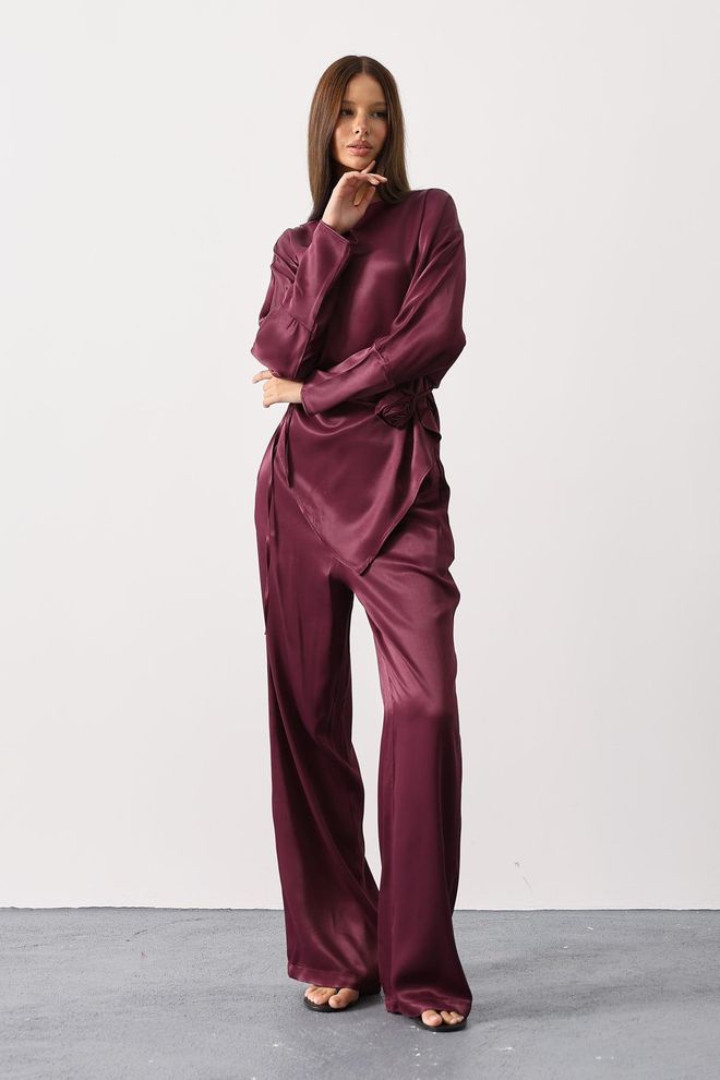 Reyon Elegant Claret Red Set Wholesale Clothing Vintage