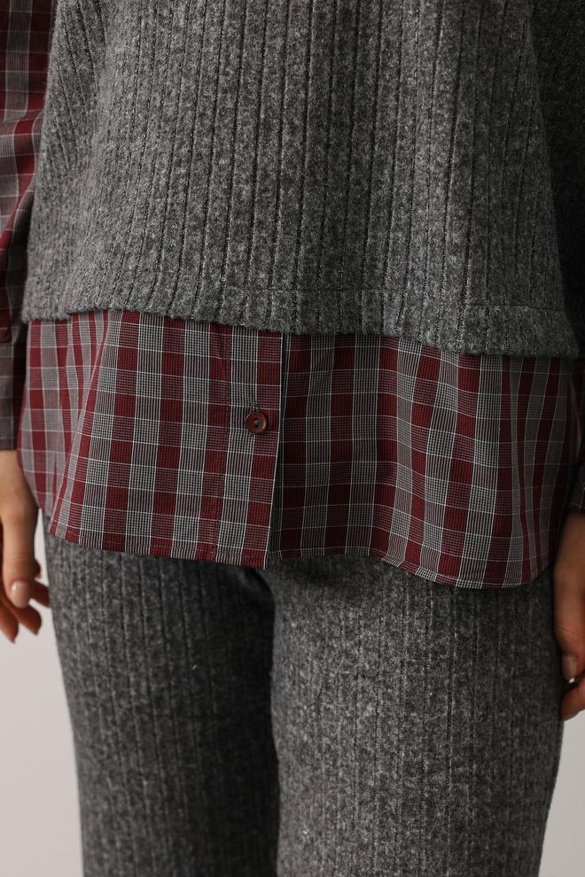 Reyon Set Elegant Vintage În Carouri Gri Îmbrăcăminte cu ridicata Vintage