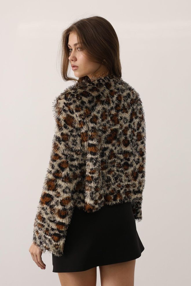 Reyon Rjava Seksi Priložnostna Vintage Jakna Z Živalskim Tiskom Oblačila na debelo Vintage