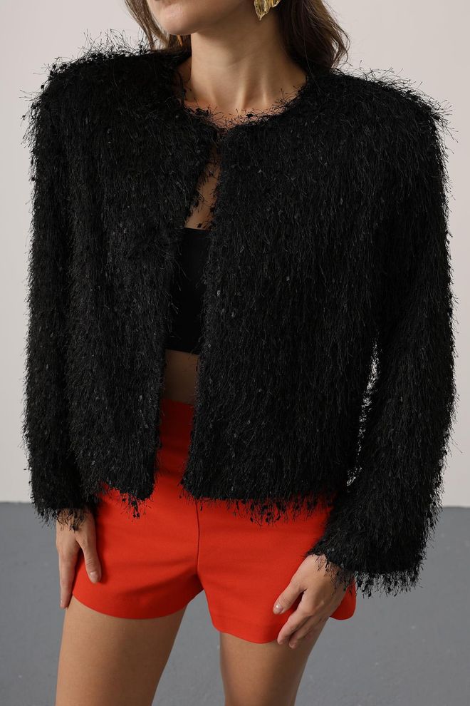 Reyon Črna Eleganten Enoprsni Blazer Jakna Oblačila na debelo Padec