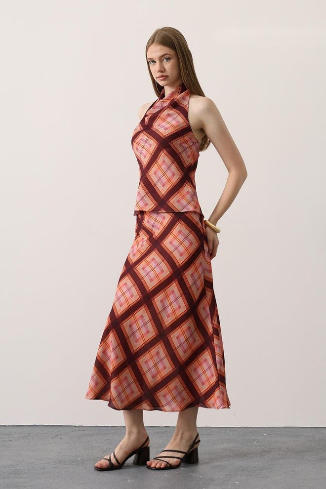 Reyon Set Met Blouserok Bordeaux Groothandel Kleding 0