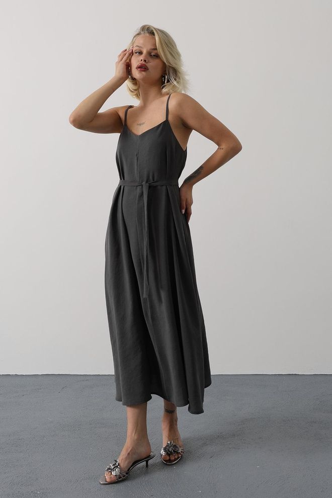 Reyon Robe Fine Noire À Encolure En V Pour Fête & Mariage Vêtements en gros Décontracté