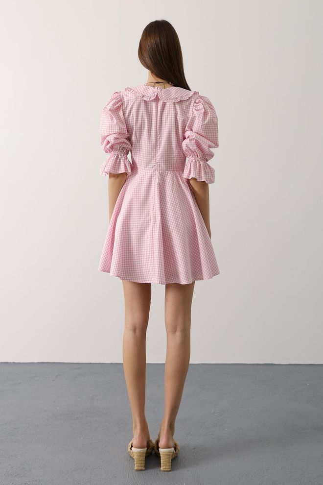 Reyon Rochie Mini Roz Fit & Flare Cu Mâneci Bufante 3/4 Îmbrăcăminte cu ridicata Vară