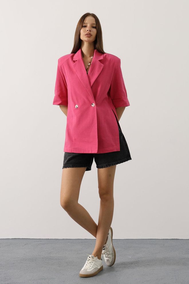 Reyon Giacca Blazer Doppiopetto Rosa Abbigliamento all'ingrosso Casuale