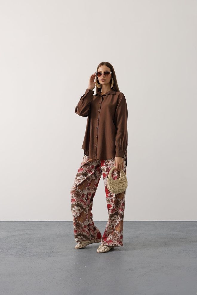 Reyon Braun Boho Lässig Elegantes Set Großhandelskleidung Lässig