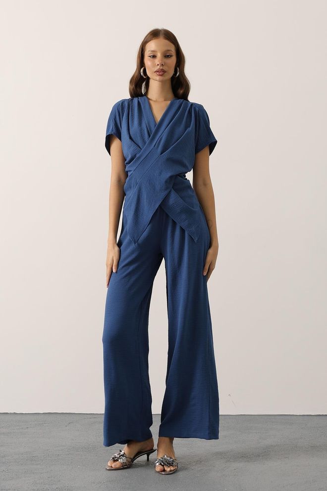 Reyon Set Blu Elegante Formale Casual Abbigliamento all'ingrosso Casuale