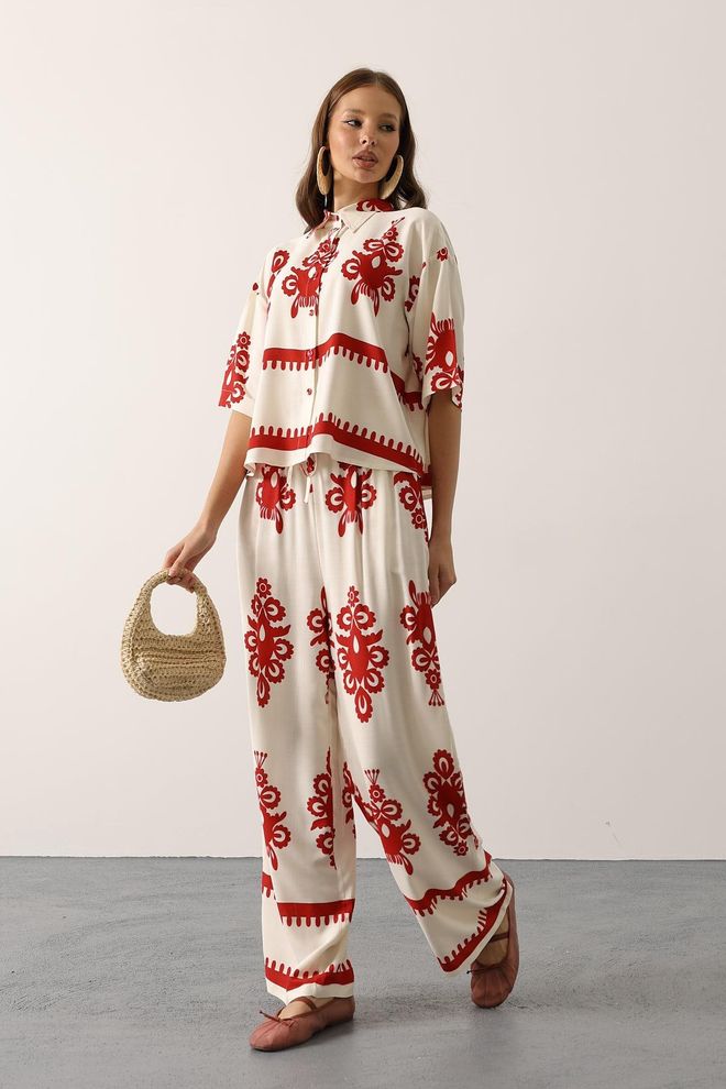 Reyon Conjunto Bege Casual Boho Com Bermuda E Saia Maxi Roupas por atacado 1