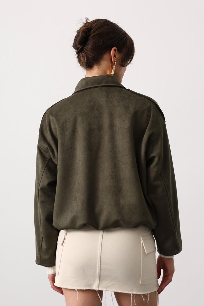 Reyon Green Bomber Jacket With Oversized Fit Wholesale Clothing Sport