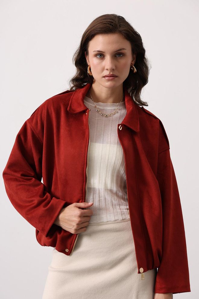 Reyon Red Oversized Windbreaker Jacket Wholesale Clothing Lounge