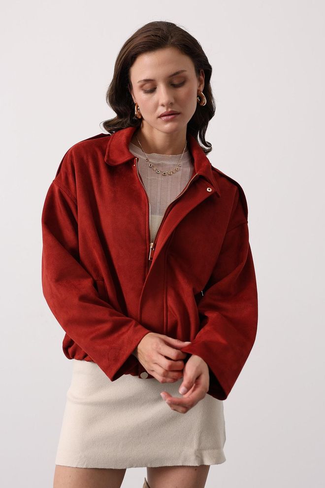 Reyon Red Oversized Windbreaker Jacket Wholesale Clothing 1