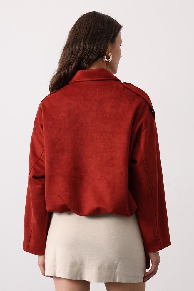 Reyon Red Oversized Windbreaker Jacket Wholesale Clothing 5