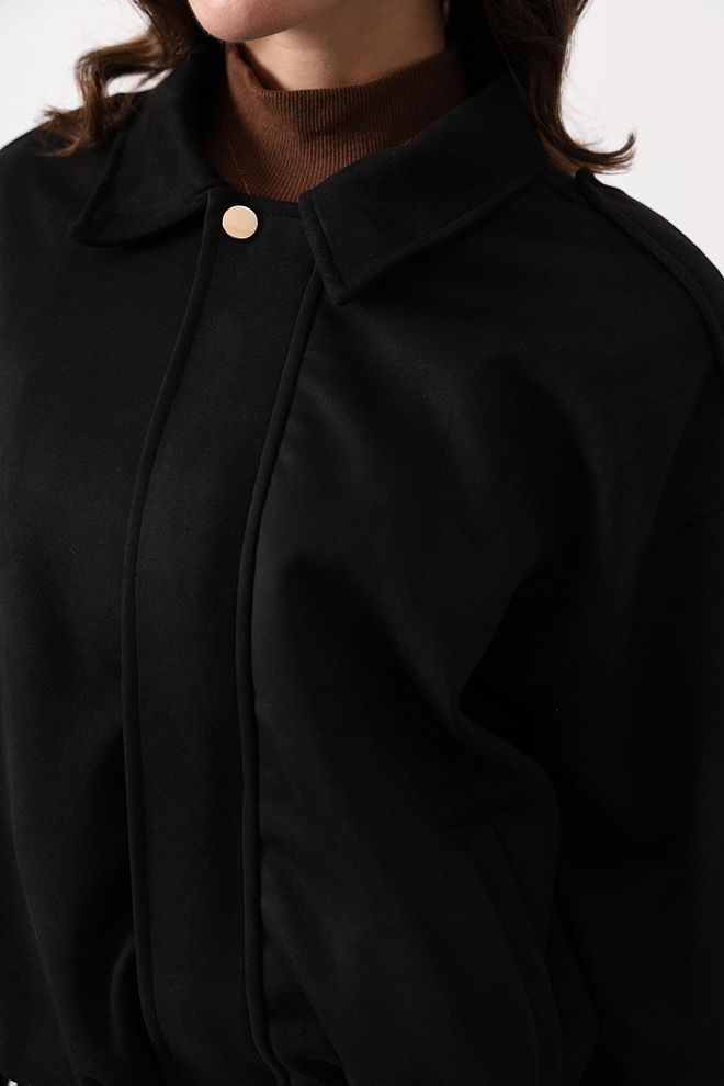 Reyon Black Oversized Fit Overshirt Jacket Wholesale Clothing Work