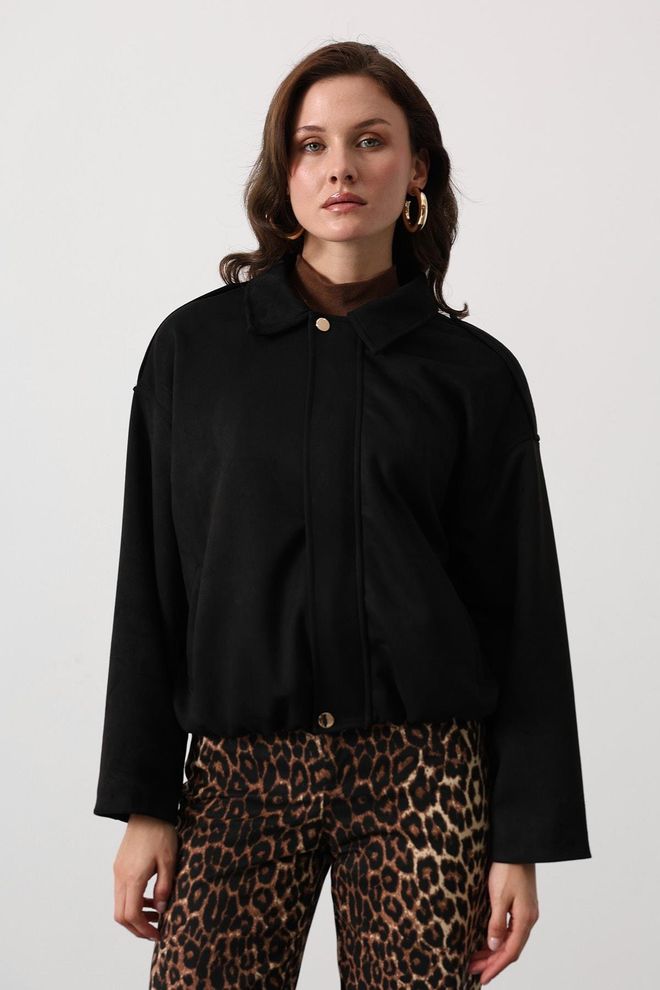 Reyon Black Oversized Fit Overshirt Jacket Wholesale Clothing Casual