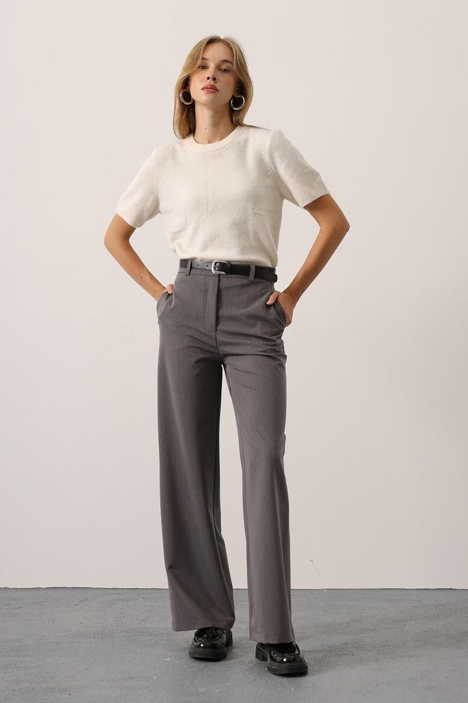 Reyon Grey Formal Elegant Pants Wholesale Clothing Work