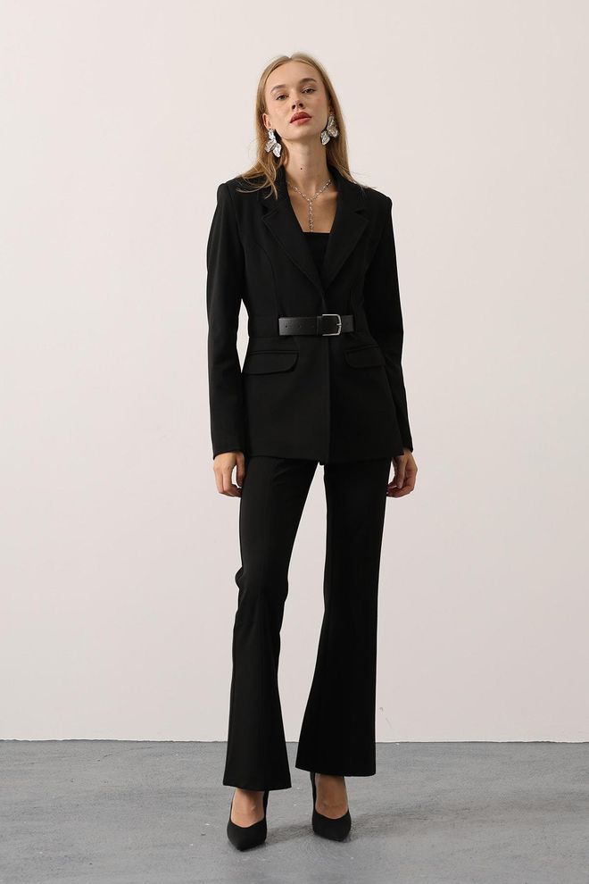 Reyon Black Formal Elegant Jacket Wholesale Clothing Spring