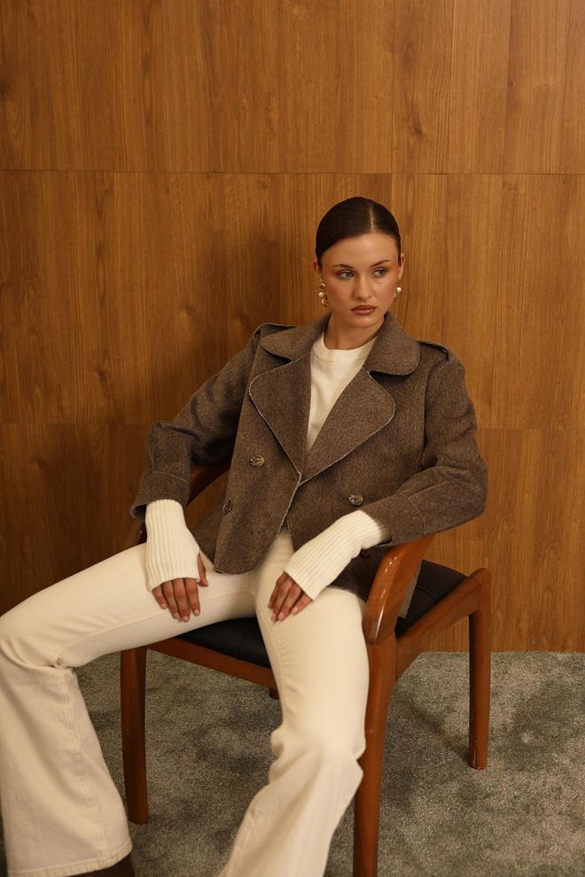 Reyon Giacca Blazer Doppiopetto Marrone Abbigliamento all'ingrosso Casuale