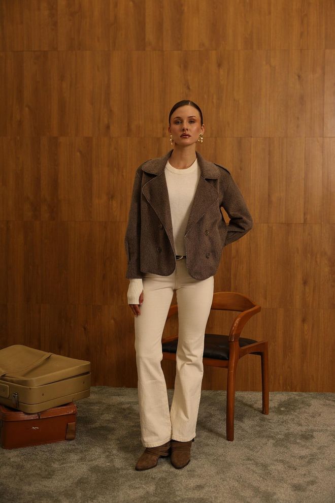 Reyon Giacca Blazer Doppiopetto Marrone Abbigliamento all'ingrosso Da cocktail