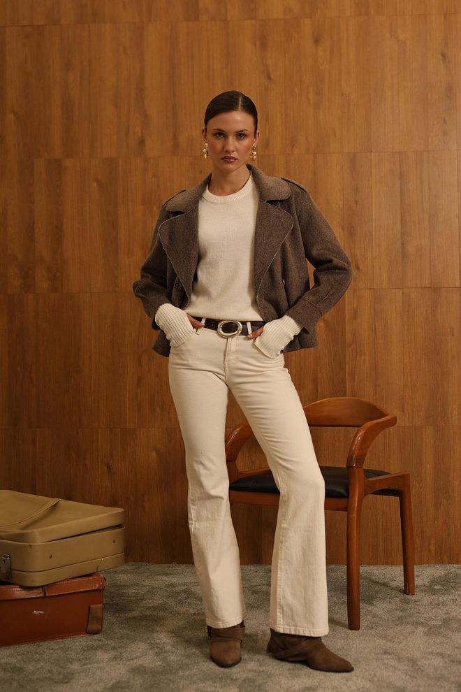 Reyon Giacca Blazer Doppiopetto Marrone Abbigliamento all'ingrosso Primavera