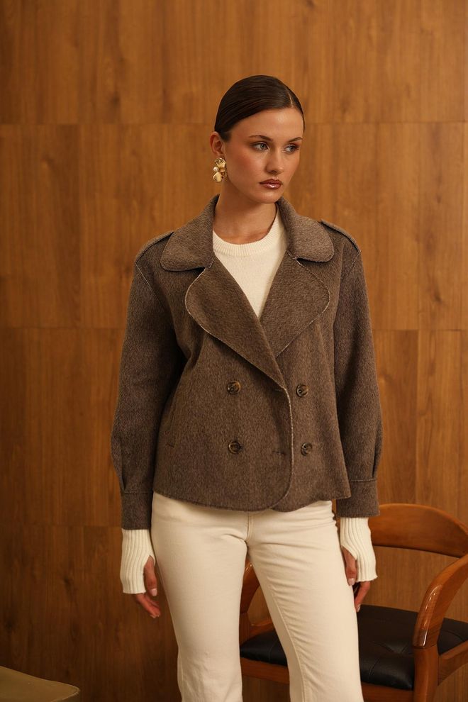 Reyon Giacca Blazer Doppiopetto Marrone Abbigliamento all'ingrosso Annata