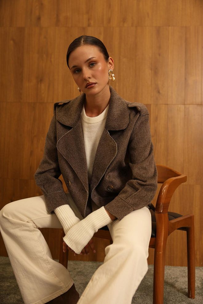 Reyon Giacca Blazer Doppiopetto Marrone Abbigliamento all'ingrosso Autunno