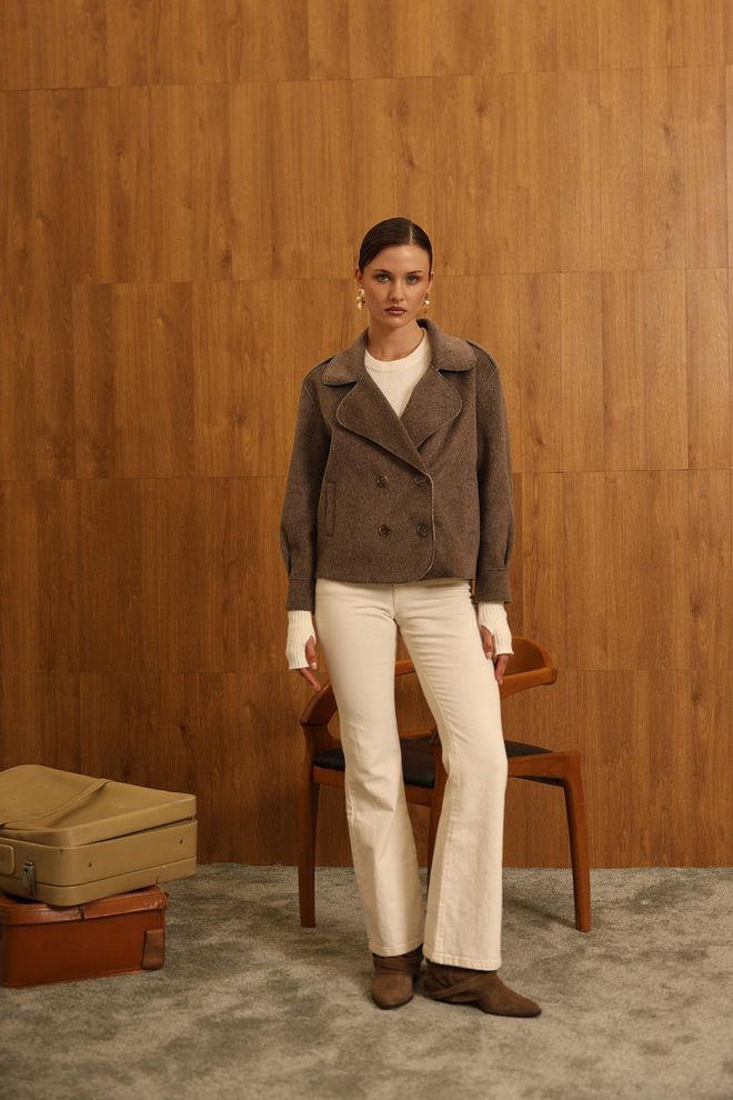 Reyon Giacca Blazer Doppiopetto Marrone Abbigliamento all'ingrosso Inverno