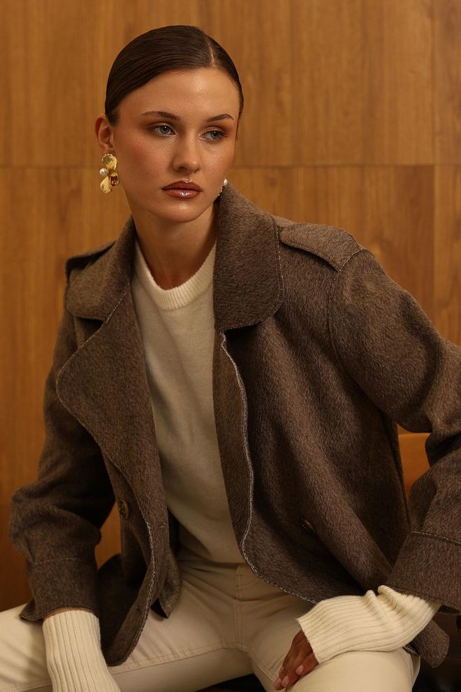Reyon Giacca Blazer Doppiopetto Marrone Abbigliamento all'ingrosso Compleanno