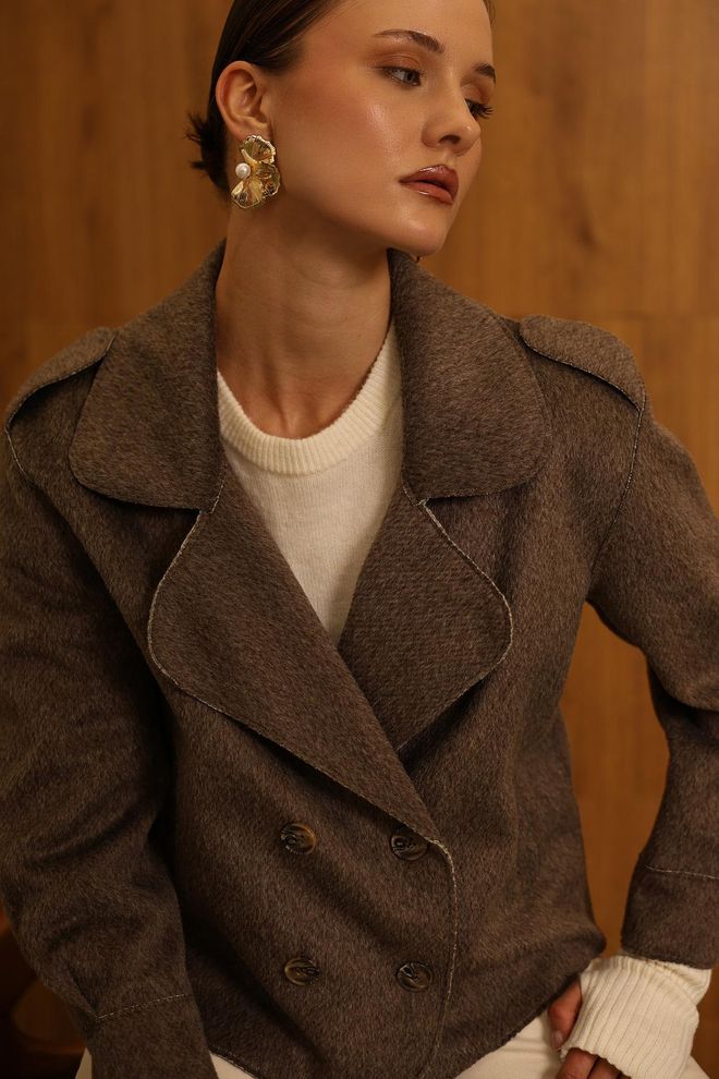 Reyon Giacca Blazer Doppiopetto Marrone Abbigliamento all'ingrosso 15