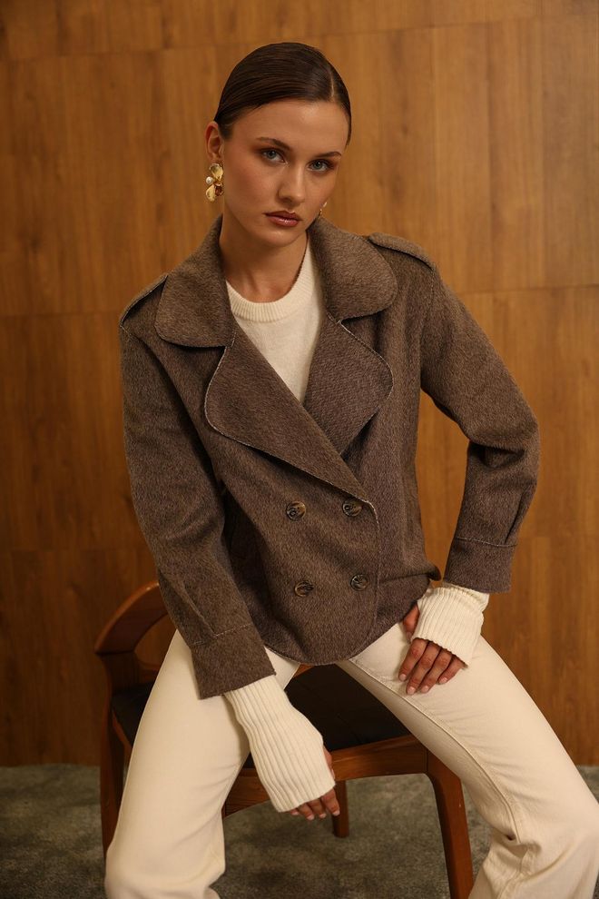 Reyon Giacca Blazer Doppiopetto Marrone Abbigliamento all'ingrosso Appuntamento