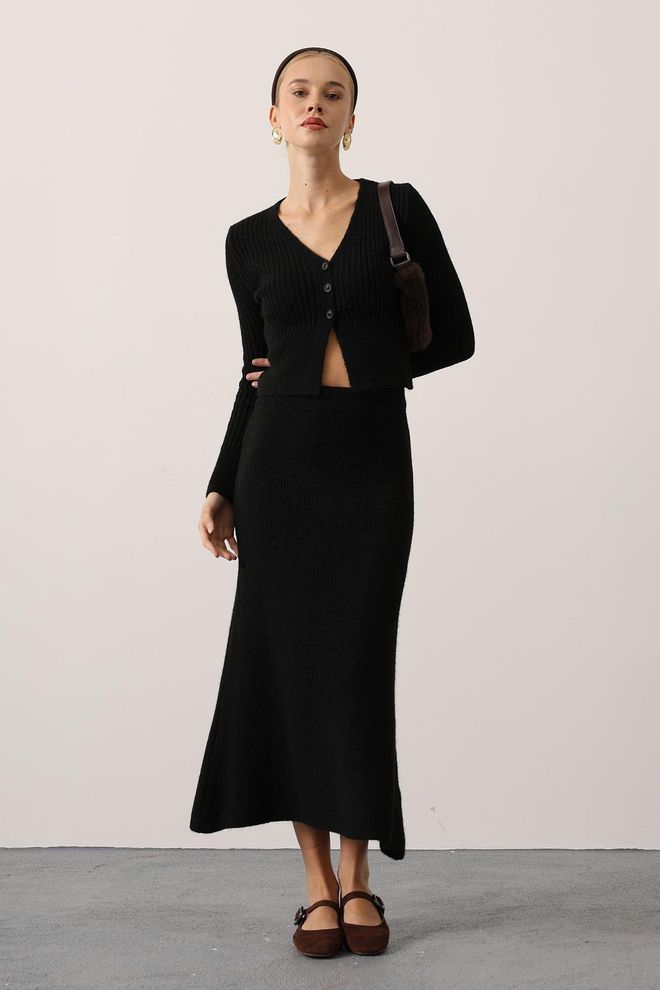 Reyon جلس أسود أنيق غير رسمي محتشم ملابس بالجملة محتشم