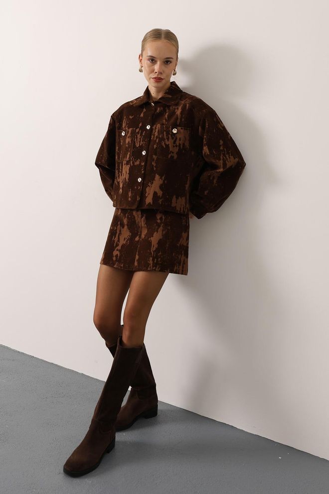 Reyon جلس بني كاجوال أُفر سايز ملابس بالجملة غير رسمي