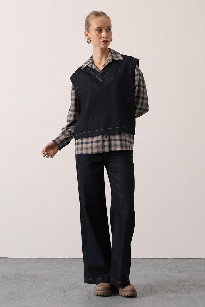 Reyon Schwarzes Set Mit Oversized Bootcut Passform Großhandelskleidung Modest