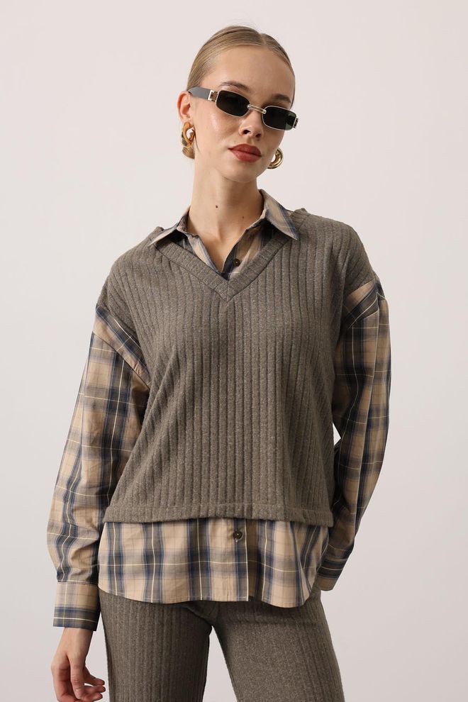 Reyon جلس بني غير رسمي ملابس الشارع ملابس بالجملة ربيع