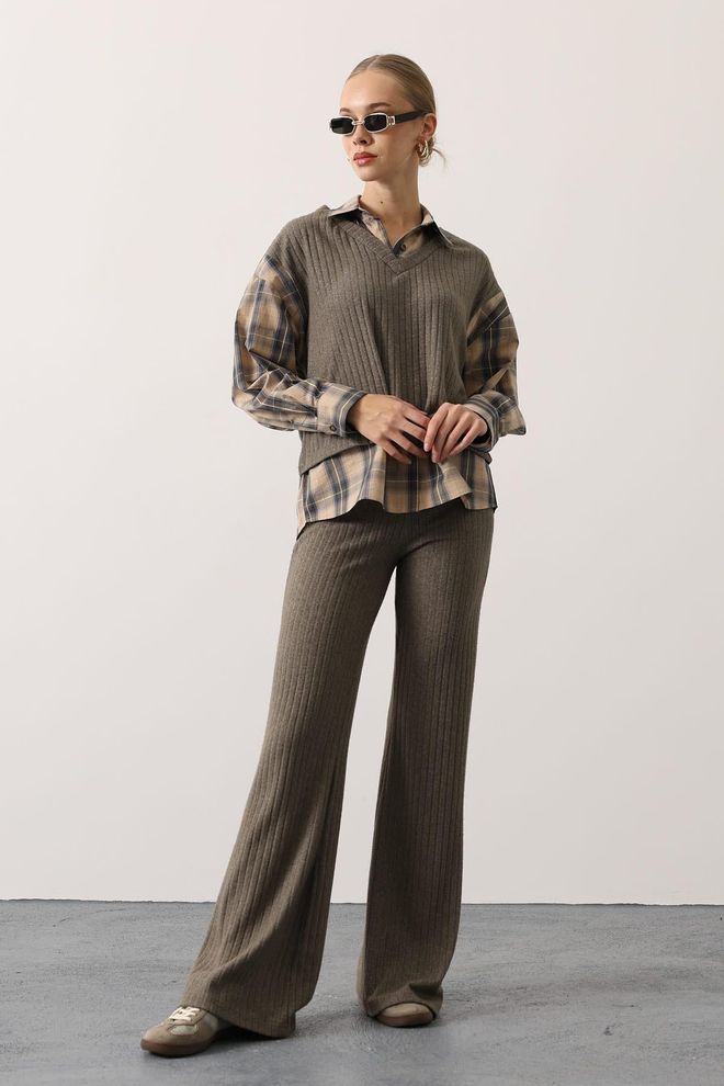 Reyon جلس بني غير رسمي ملابس الشارع ملابس بالجملة صالة