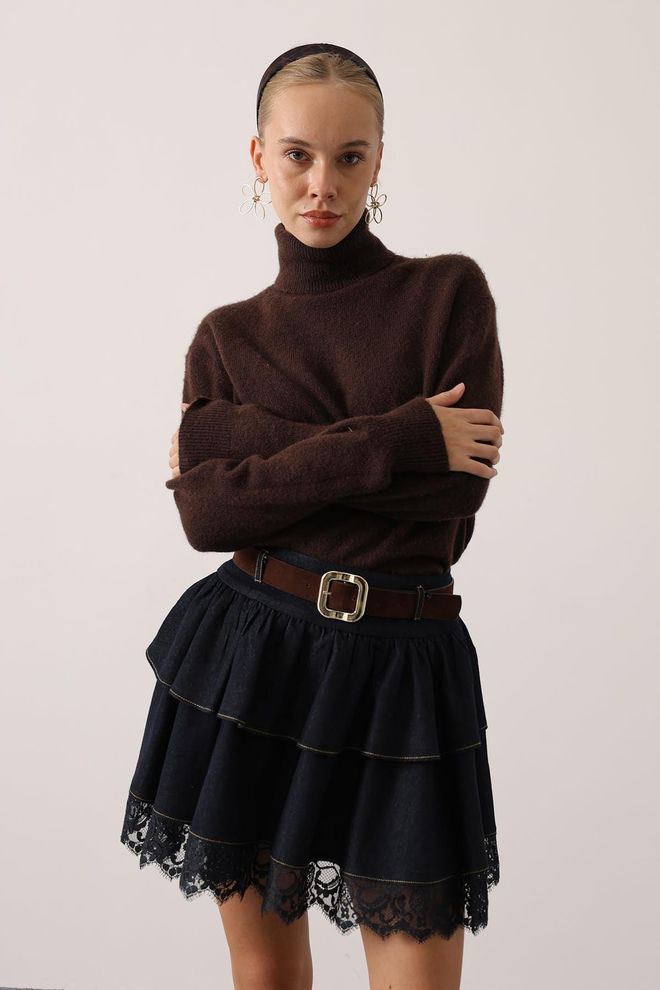 Reyon Черная Винтажная Многослойная Мини Юбка Оптовая продажа одежды Повседневный