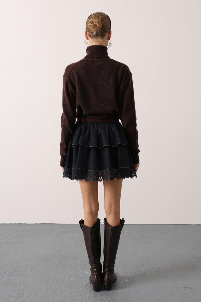 Reyon Черная Винтажная Многослойная Мини Юбка Оптовая продажа одежды 5